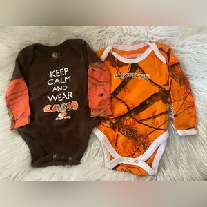 Realtree Brown and Orange Camo Baby Bodysuits